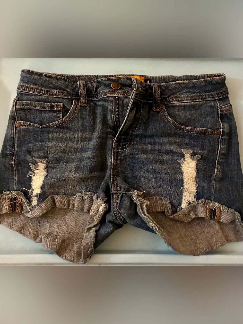Women’s Distressed Denim Shorts - Dark Blue🌸